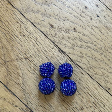 Boucles d'oreilles vintage bleues à clip avec perles