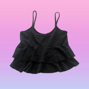 Schwarzes Ruffle-Top