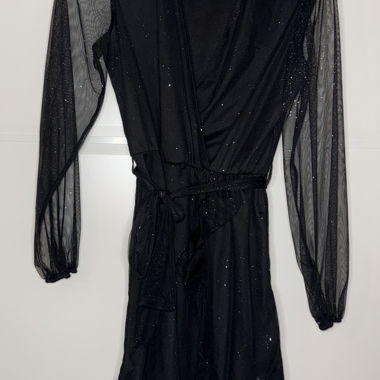 Minidress avvolgente in tulle nero