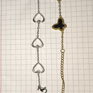 2 Bracelets (1x Butterfly and 1x Silvery Heart)