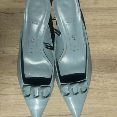 ZARA blue heeled mules EU 40