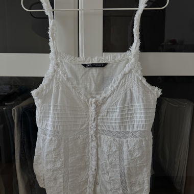 Canotta in pizzo bianca ZARA