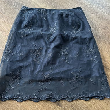 Gonna in mesh nera vintage ricamata