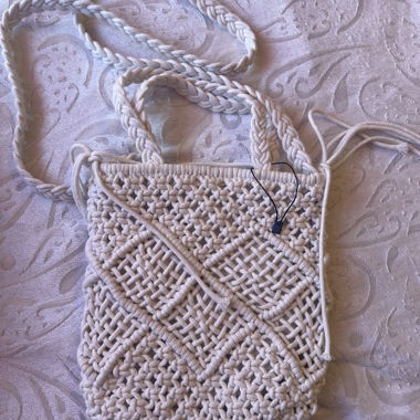 Borsa a tracolla macramè beige