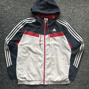 Adidas Vintage-Trainingsjacke mit Kapuze, Grösse M (US)