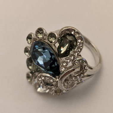 Anello vintage con pietra blu, bigiotteria