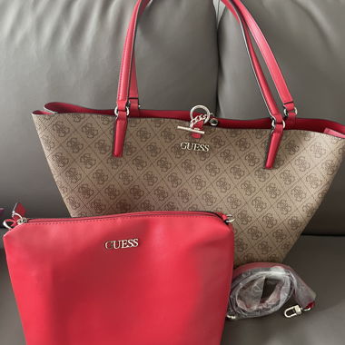 Guess Red and Beige Bag Set