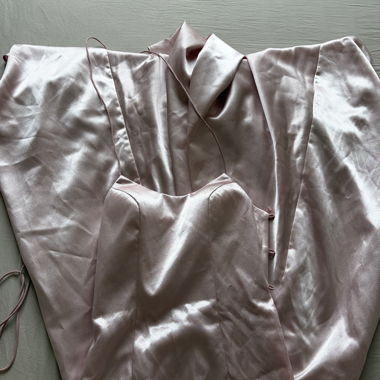 Pink satin corset