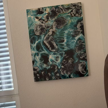 Abstract Wall Art in Turquoise and Black
