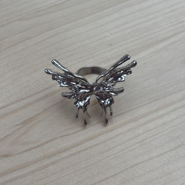 Silver butterfly ring