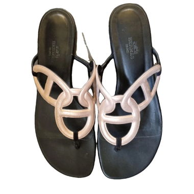 Sandales Hermès Beach cuir de chèvre 