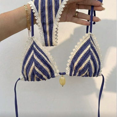 Set bikini a righe blu