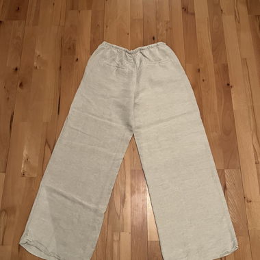Pantalon large en lin beige clair