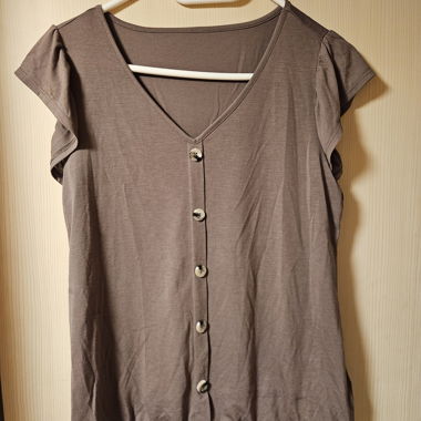Brown Ladies Top with Button Placket