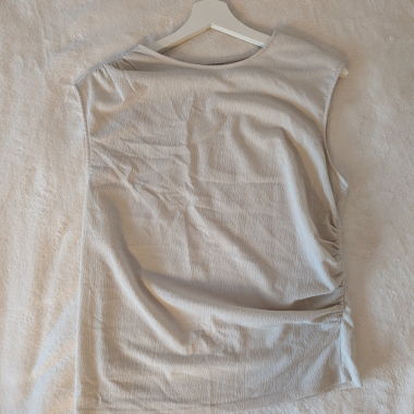 Bluse ärmellos, beige, gerafft, H&M, Grösse M