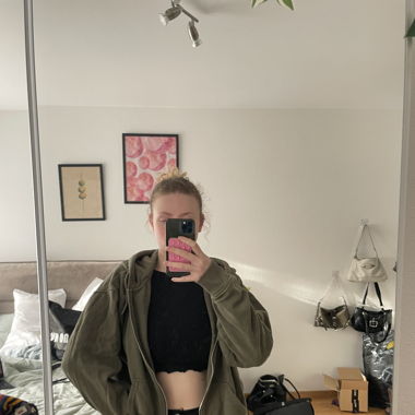 green sweatshirt