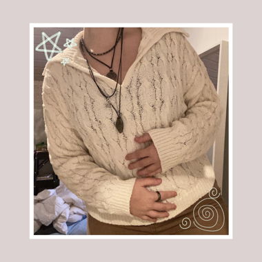 white knit sweater