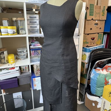 Black linen dress