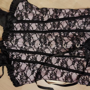 Pink and black victorian pastel goth corset