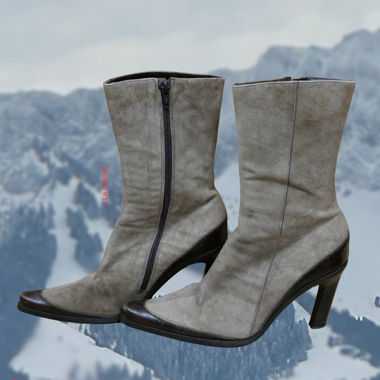 Y2K Boots – Italian Leather, Beige & Brown Pop