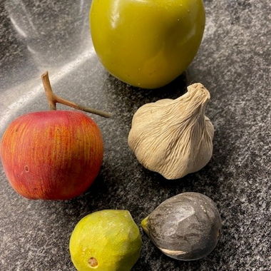Früchte Deko aus stoff und stein