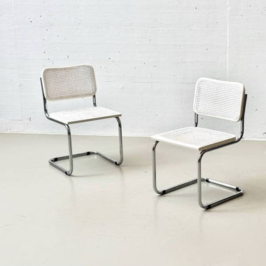 3-piece Set of White Cesca Cantilever Chairs