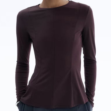 Top a maniche lunghe peplo bordeaux 