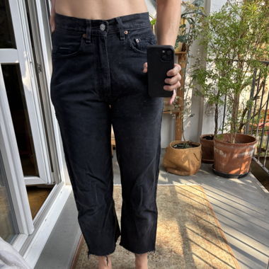 Schwarze Levis&Rework Straight Leg Cut-Off Jeans