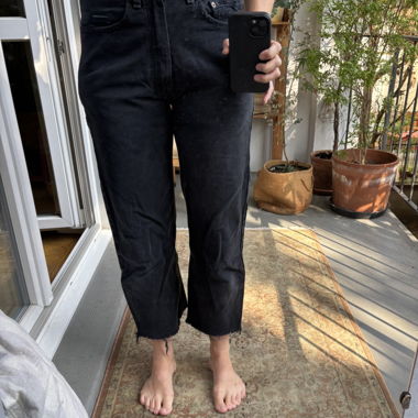 Schwarze Levis&Rework Straight Leg Cut-Off Jeans