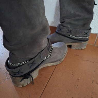Grey Boots with Chain