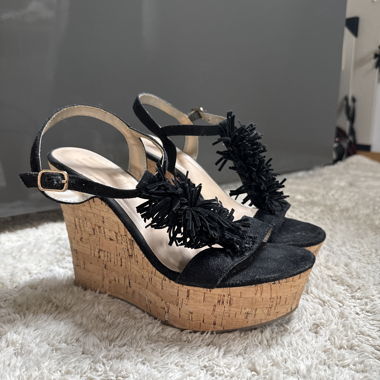Black Wedge Sandals