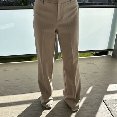 Beige Fabric Pants