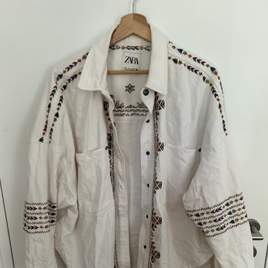 Zara white denim jacket 