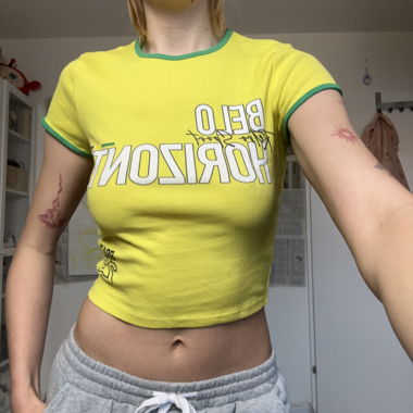 fun green yellow crop top