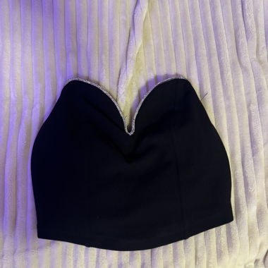 Bustier corto nero con strass