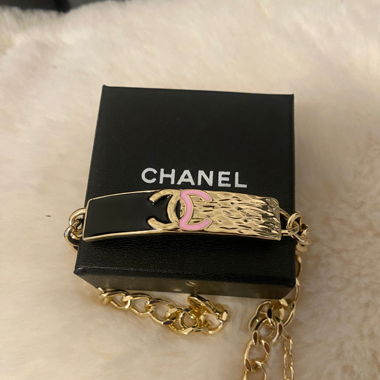 Chanel VIP Chocker Halkette Gold Rosa CC