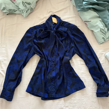 Blaues Florales Hemdblusenkleid