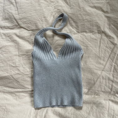 Top halter in maglia blu