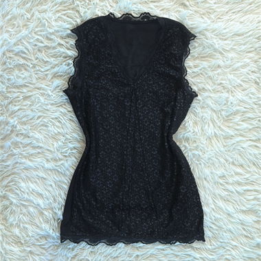 japanese vintage: top smanicato in pizzo nero