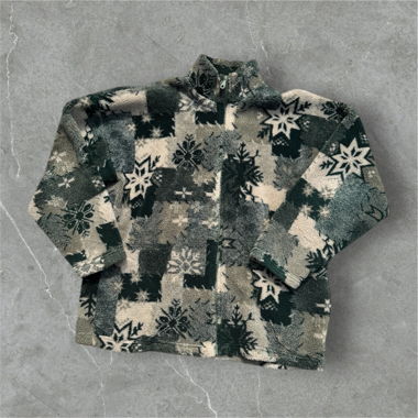 Vintage snowflake fleece jacket zip rare design