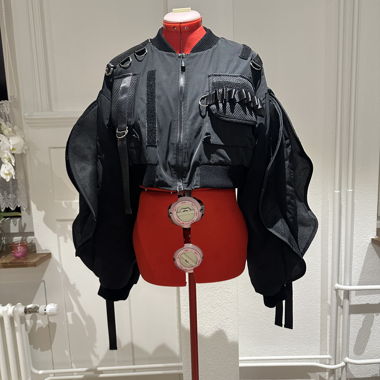 Veste bomber courte noire avec poches