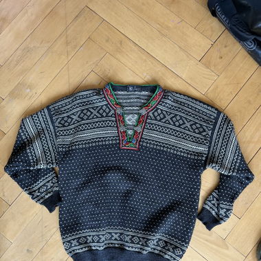 Norwegian Embroidered Wool Sweater