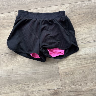 Pantaloncini da sport neri e rosa per bambini taglia 128