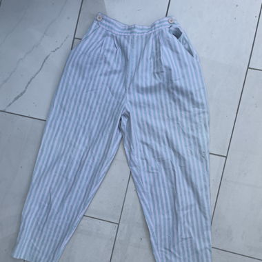 Blue and White striped Linen Cotton Pants