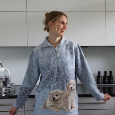 Vintage Dog Fleece Zip Sweatshirt S