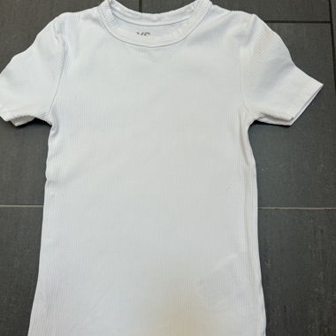 Weisses geripptes T-Shirt XS