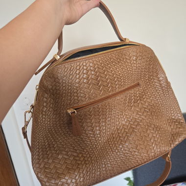 Braided leather handbag
