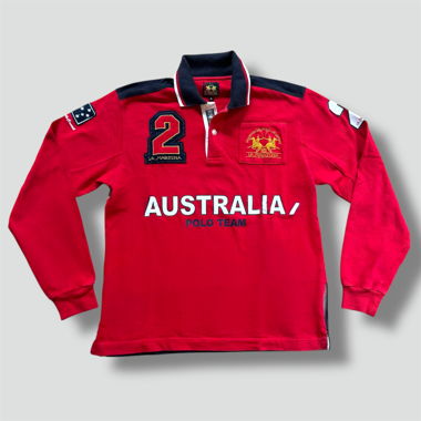 La Martina Australia red longsleeve polo