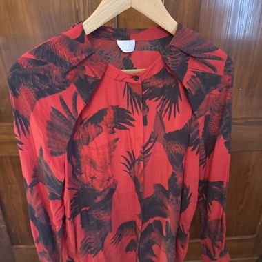 Blouse en soie Lala Berlin, rouge-noir à motif