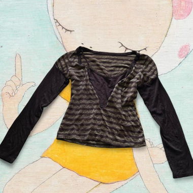 Brown Gold y2k gestreifter Longsleeve